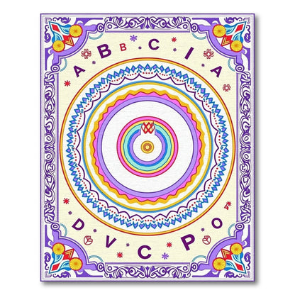 Colorful Alphabet Rainbow Concentric Circles Rug