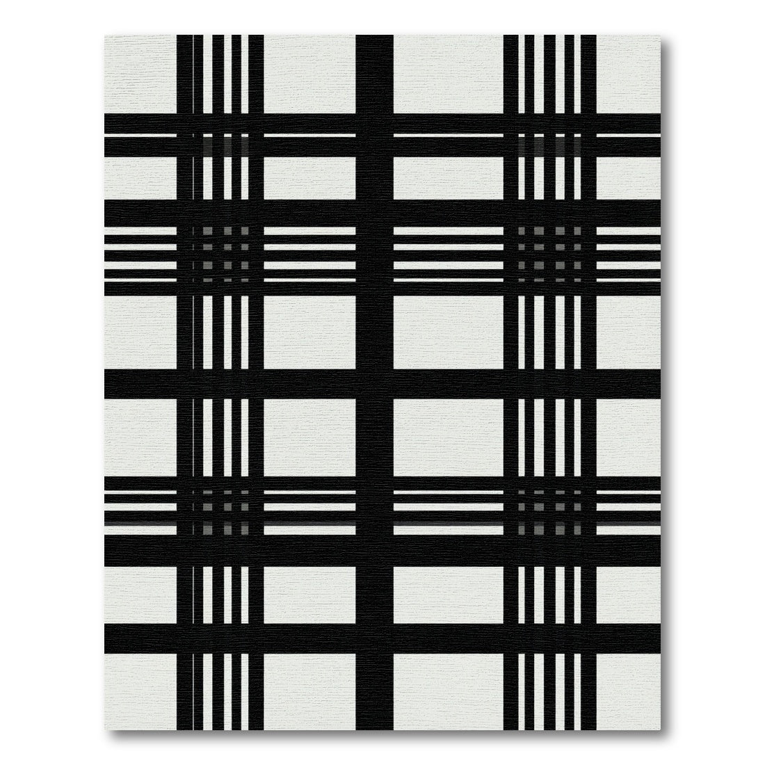 Bold Black White Plaid Lines Rug