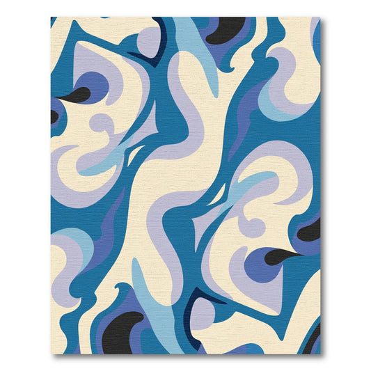 Abstract Blue Swirl Flow Rug
