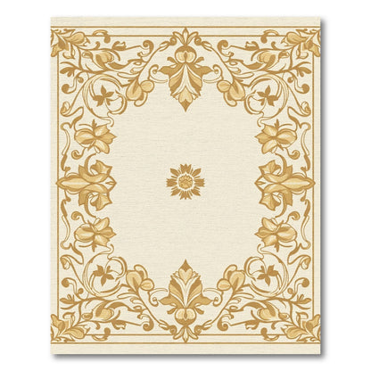 Ochre Floral Scroll Vine Border Rug