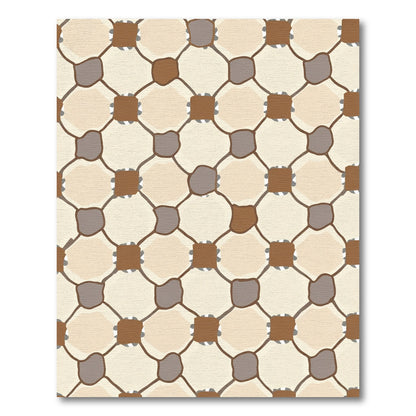 Neutral Beige Woven Diamond Net Rug