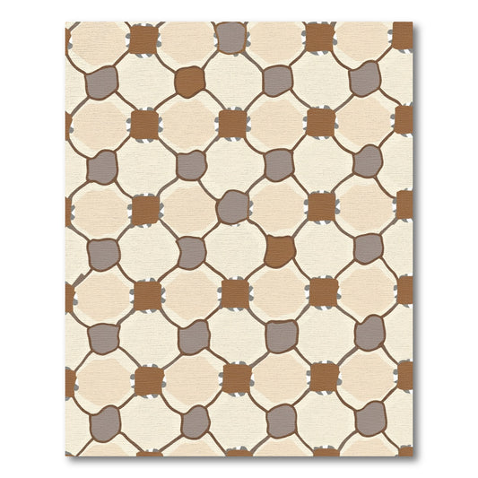 Neutral Beige Woven Diamond Net Rug