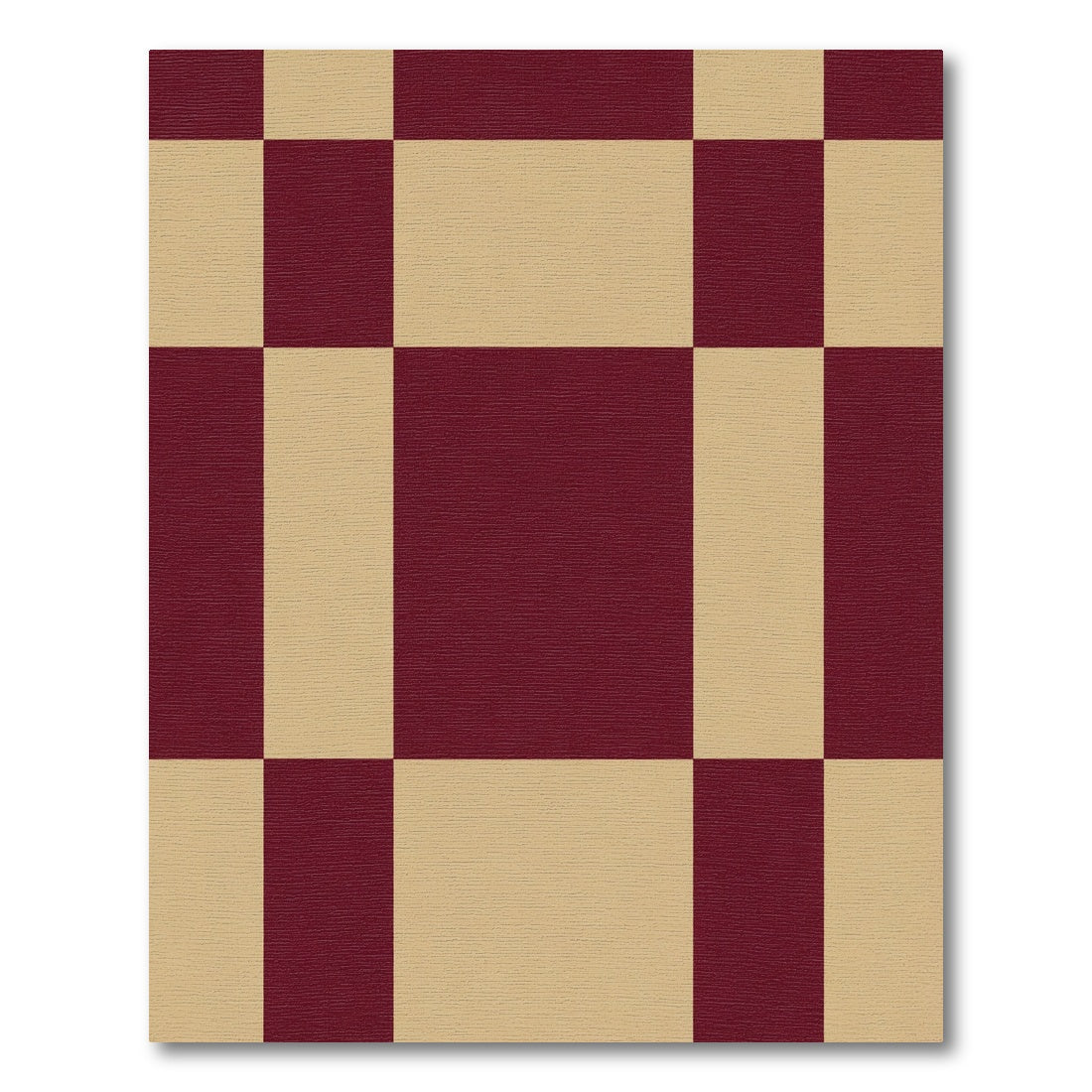 Crimson Beige Checkerboard Contemporary Rug