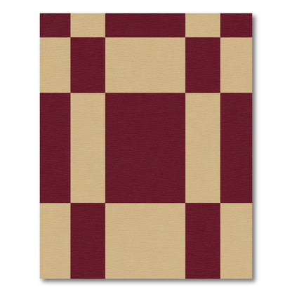 Crimson Beige Checkerboard Contemporary Rug