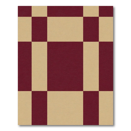 Crimson Beige Checkerboard Contemporary Rug