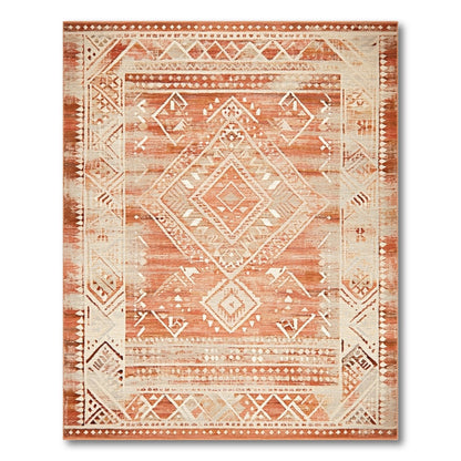 Distressed Red Heritage Tribal Area Rug