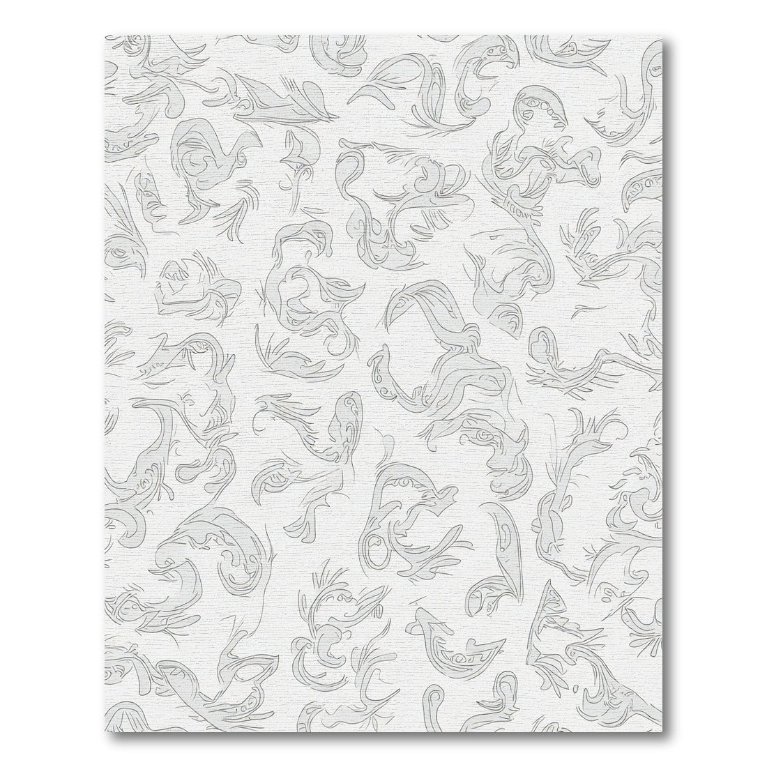 Abstract Swirls Line Art White Grey Rug