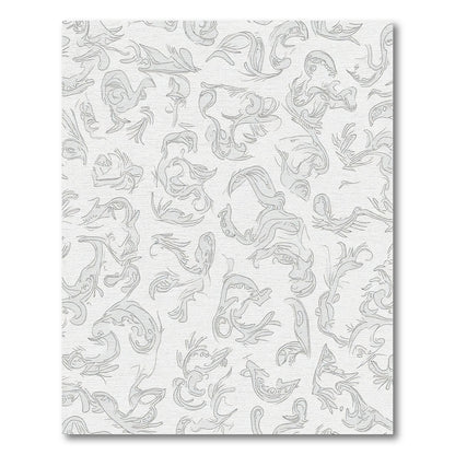 Abstract Swirls Line Art White Grey Rug