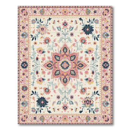 Pink Floral Medallion Vintage Floral Vintage Rug