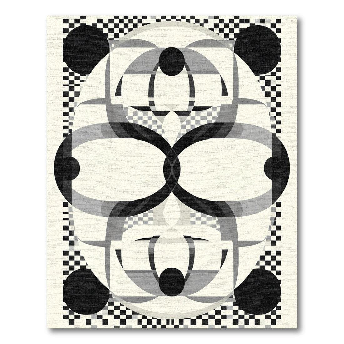 Mono Black Geometric Op Art Rug