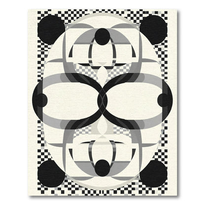 Mono Black Geometric Op Art Rug