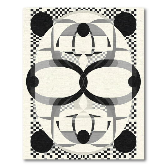 Mono Black Geometric Op Art Rug
