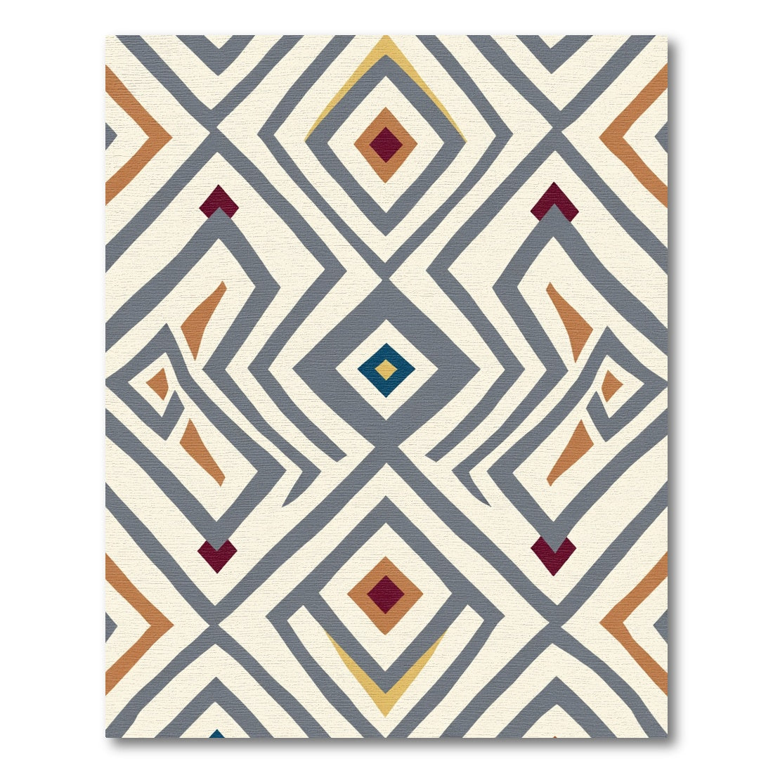 Bold Geometric Diamond Ochre Rug