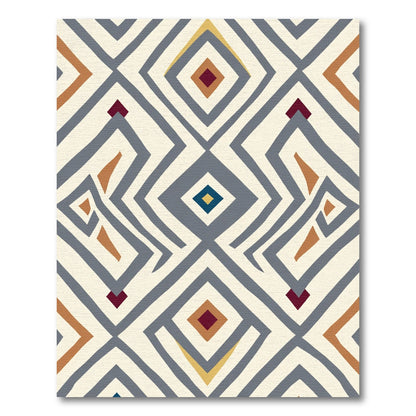 Bold Geometric Diamond Ochre Rug
