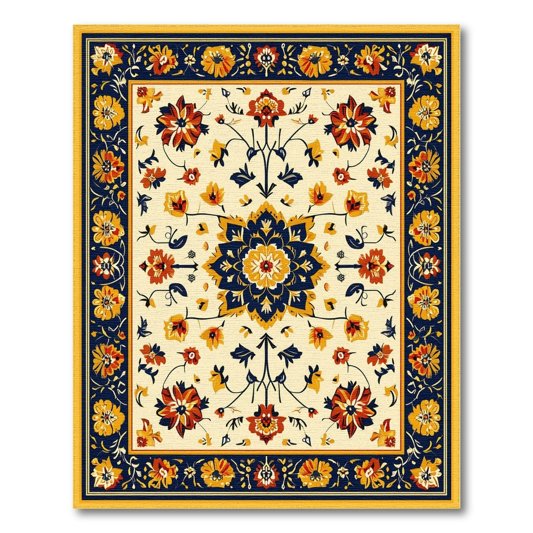 Vibrant Multi-Color Floral Medallion Area Rug
