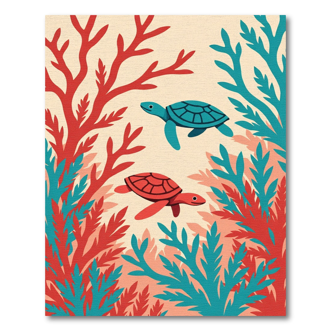 Coastal Coral Turtle Duo Rug