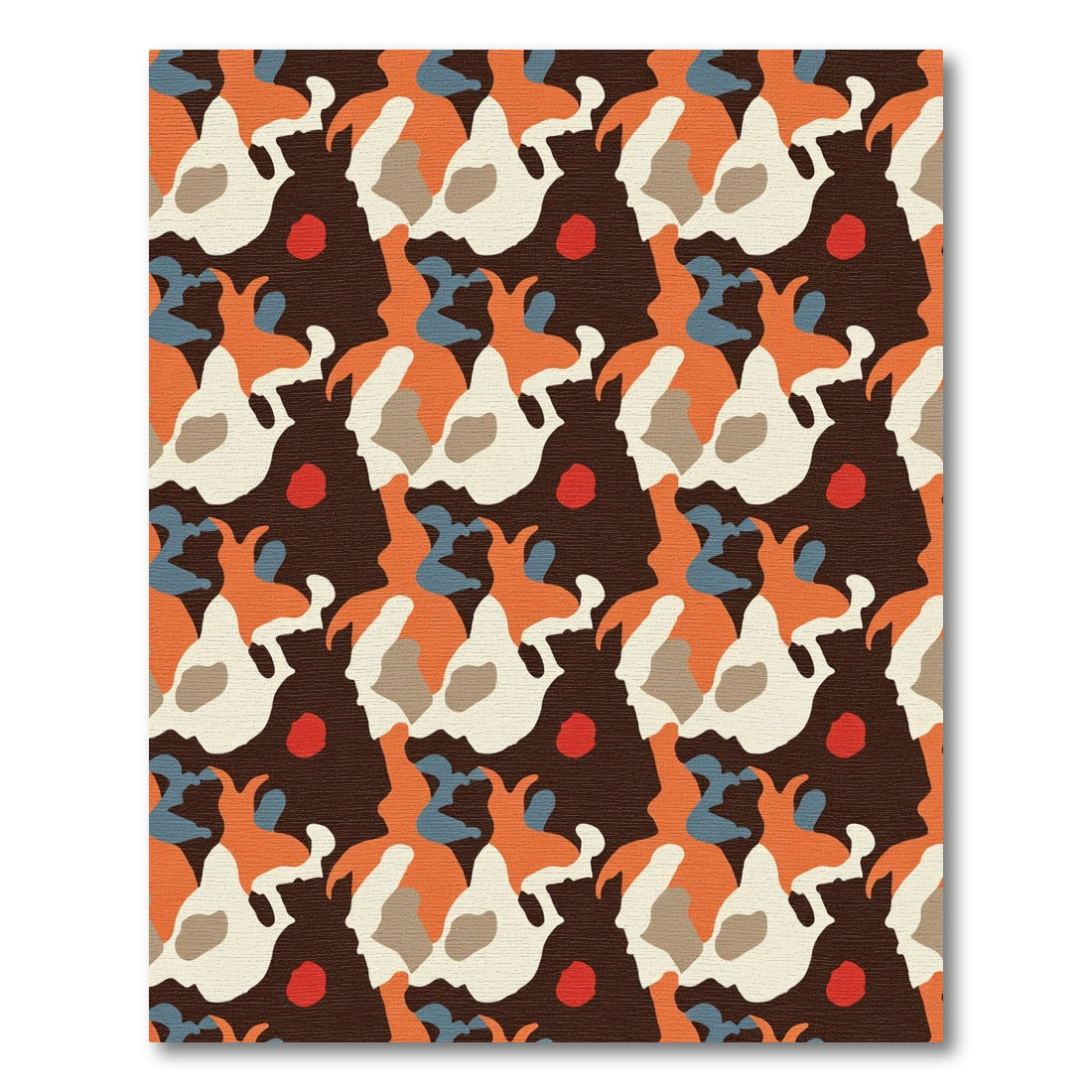 Abstract Orange White Earthy Camo Rug
