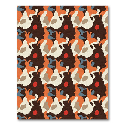 Abstract Orange White Earthy Camo Rug