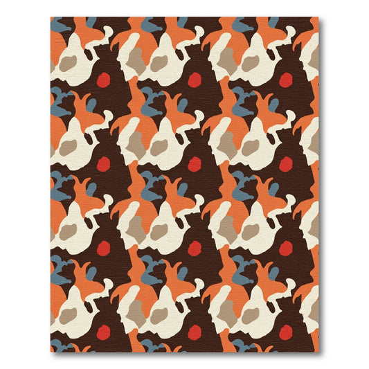 Abstract Orange White Earthy Camo Rug
