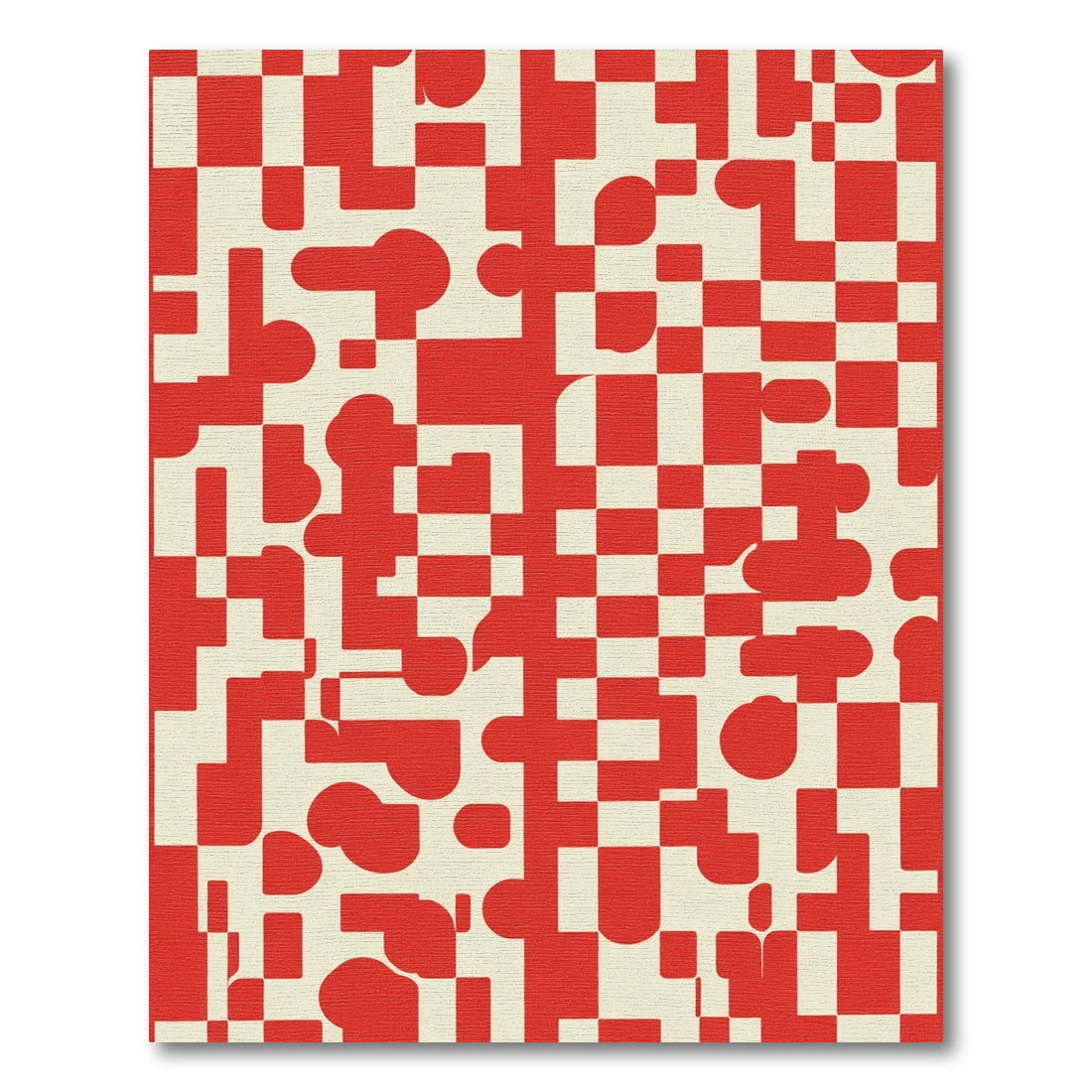 Red Cream Abstract Block Composition Rug