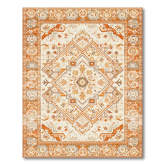 Orange Persian Medallion Area Rug