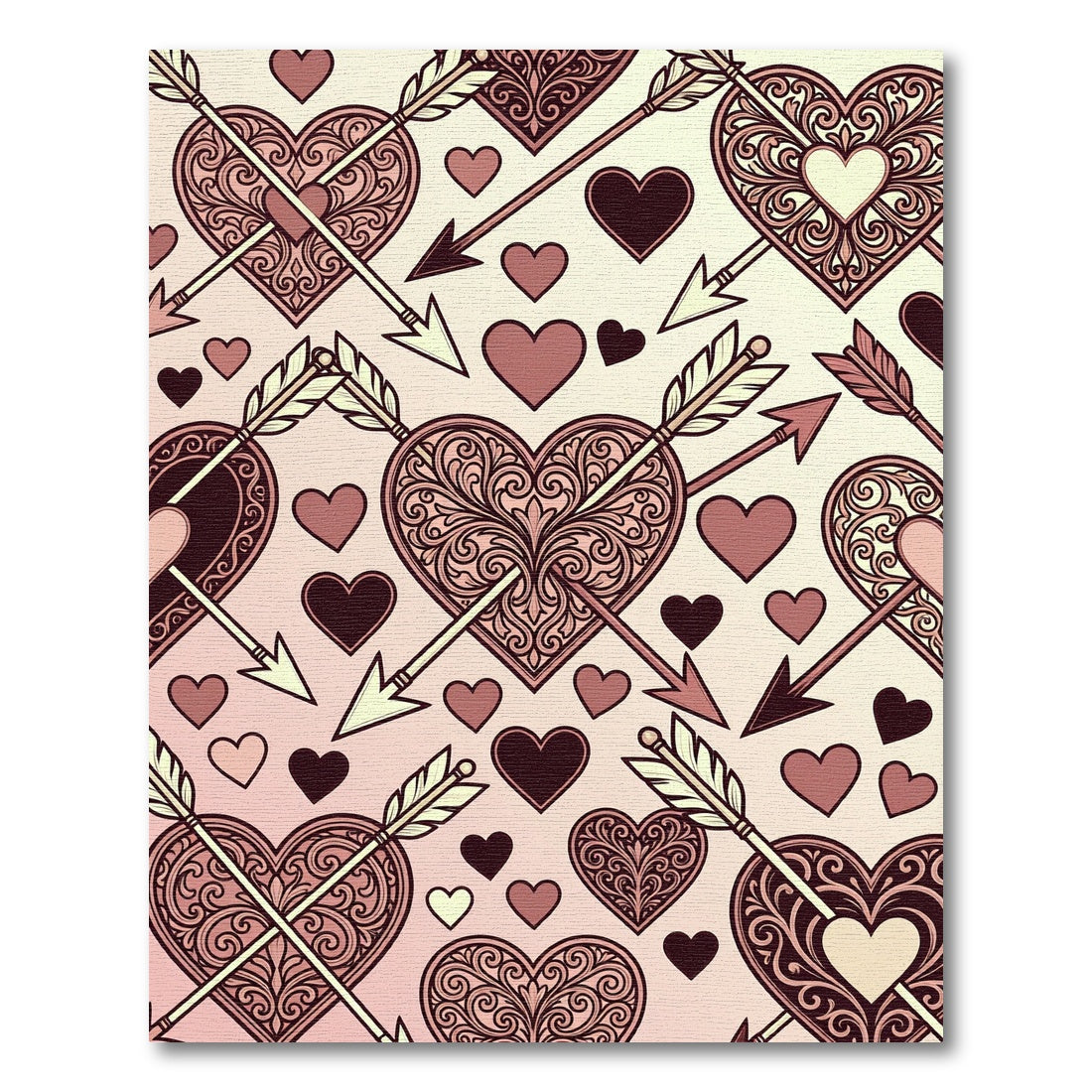 Romantic Filigree Hearts Arrows Rug