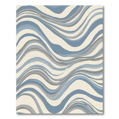 Serene Blue Gray Wavy Streaks Rug