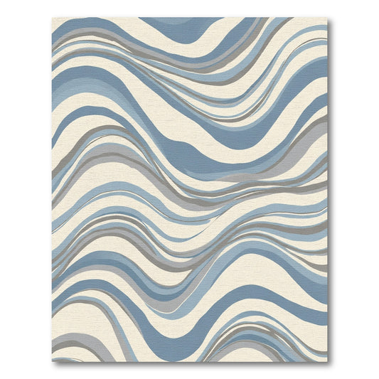 Serene Blue Gray Wavy Streaks Rug