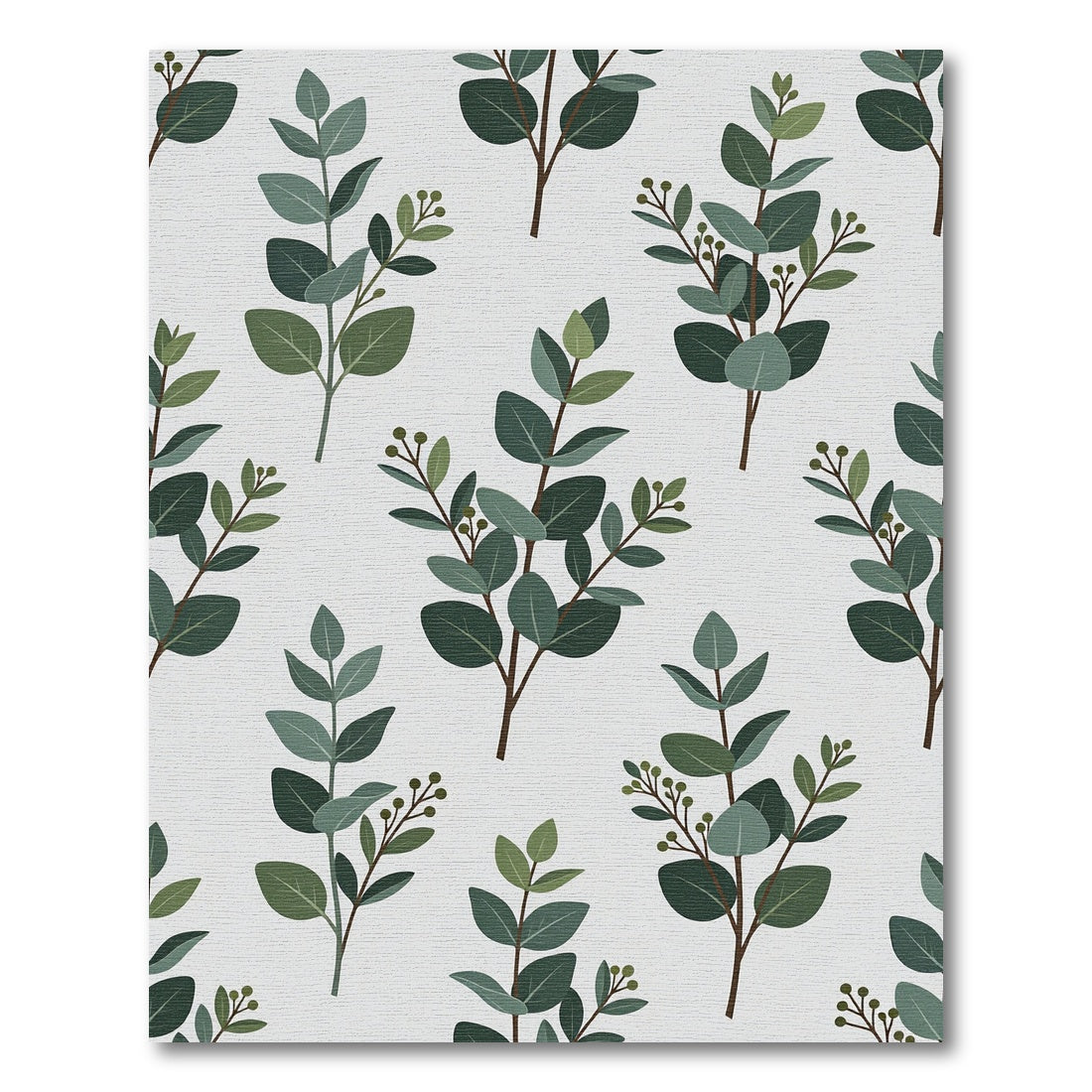 Eucalyptus Leaf Sprigs on White Rug