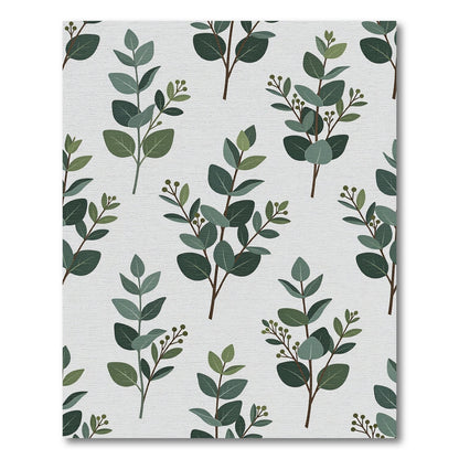 Eucalyptus Leaf Sprigs on White Rug