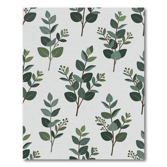 Eucalyptus Leaf Sprigs on White Rug