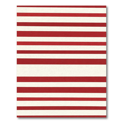Bold Red White Horizontal Stripe Rug