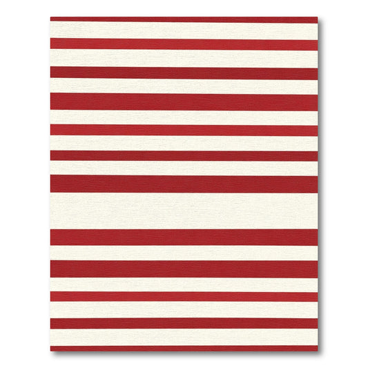 Bold Red White Horizontal Stripe Rug