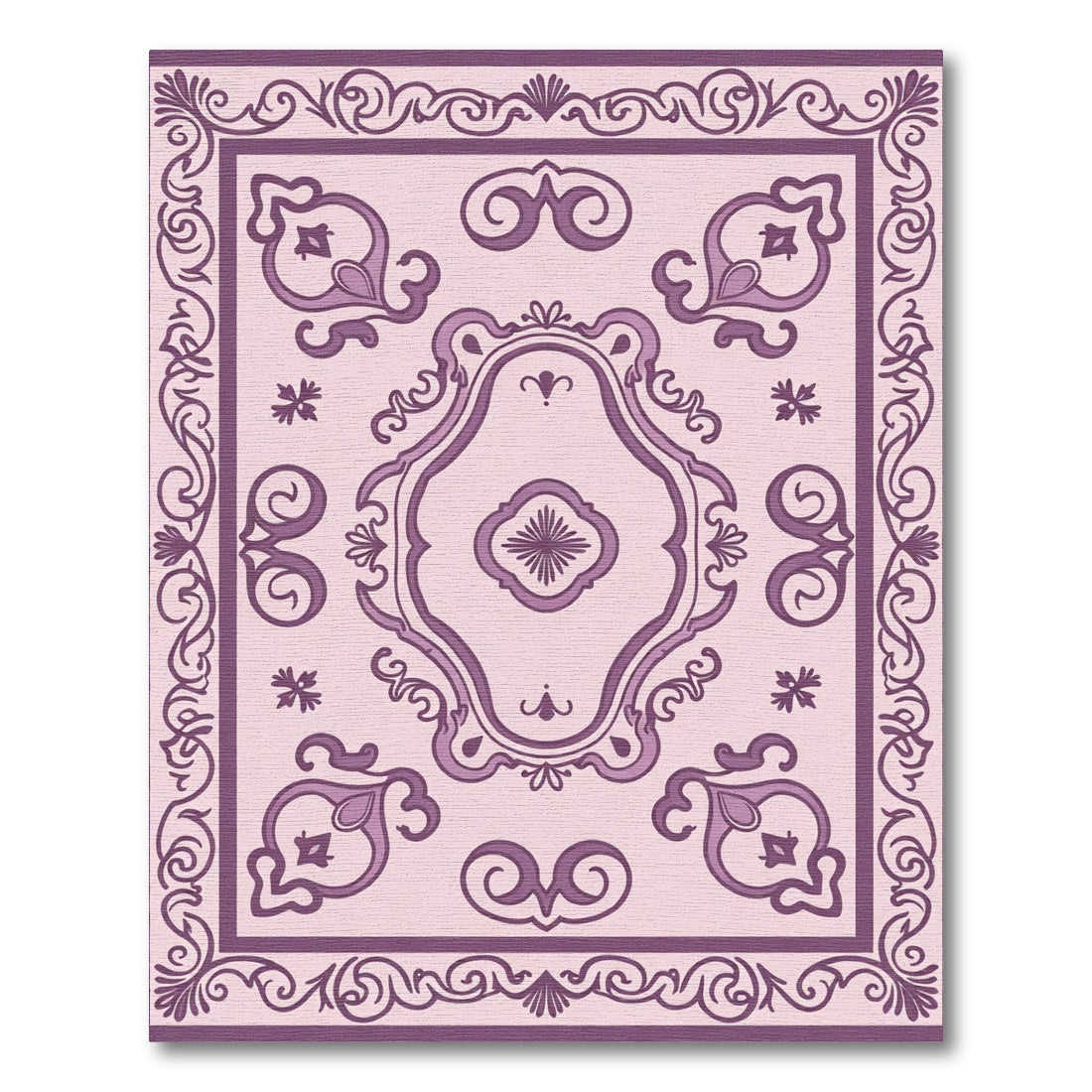 Vintage Lilac Floral Medallion Rug