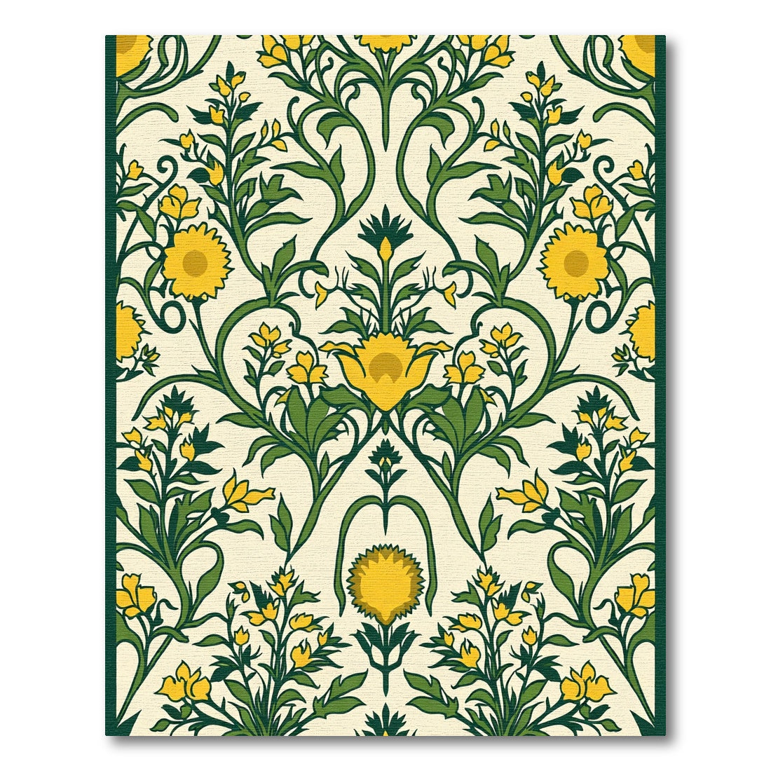 Yellow Floral Vine Scroll Accents Rug