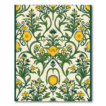 Yellow Floral Vine Scroll Accents Rug