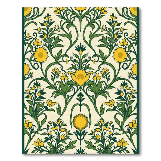 Yellow Floral Vine Scroll Accents Rug
