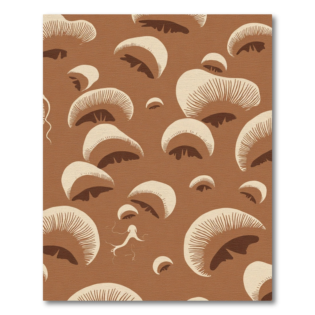 Brown Cream Mushroom Caps Scattered Rug