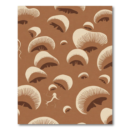 Brown Cream Mushroom Caps Scattered Rug