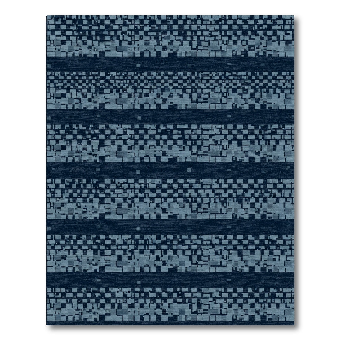 Dark Blue Pixelated Stripe Rug
