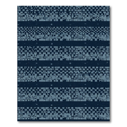 Dark Blue Pixelated Stripe Rug