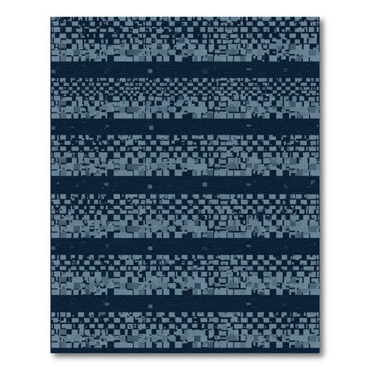 Dark Blue Pixelated Stripe Rug