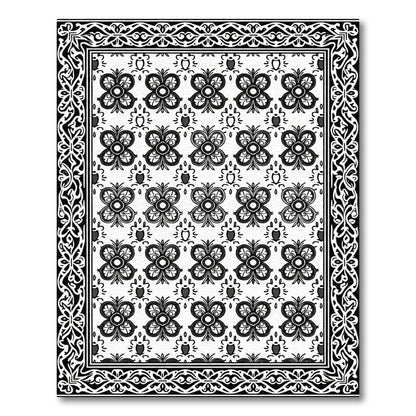 Monochromatic Floral Repeating Border Element Rug