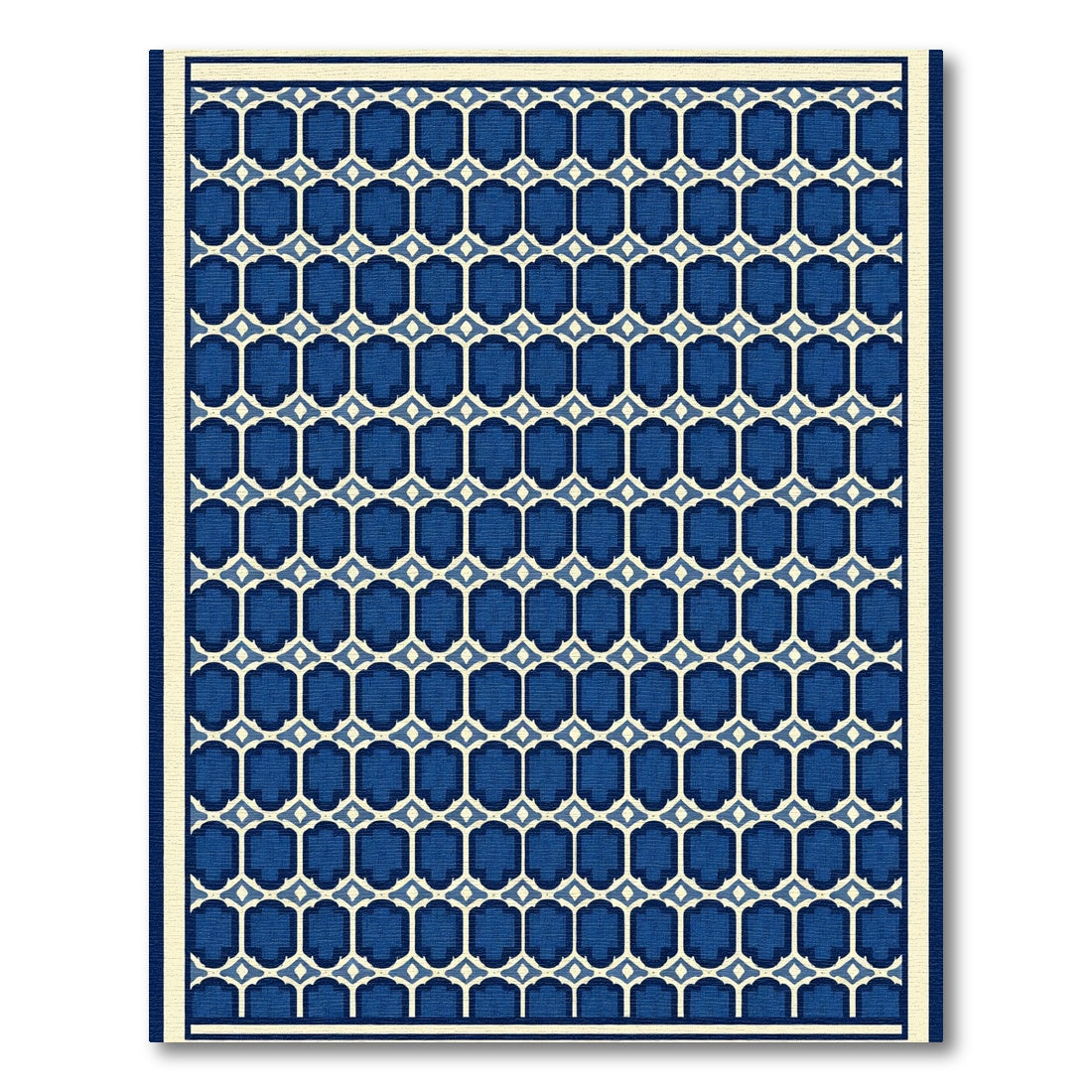 Deep Blue Geometric Nested Shape Rug