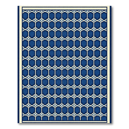 Deep Blue Geometric Nested Shape Rug