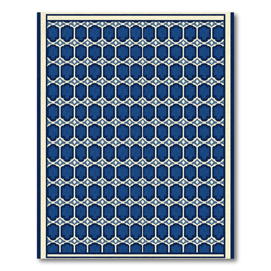 Deep Blue Geometric Nested Shape Rug
