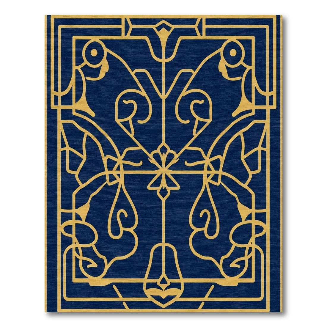 Golden Art Deco Swirls Navy Rug