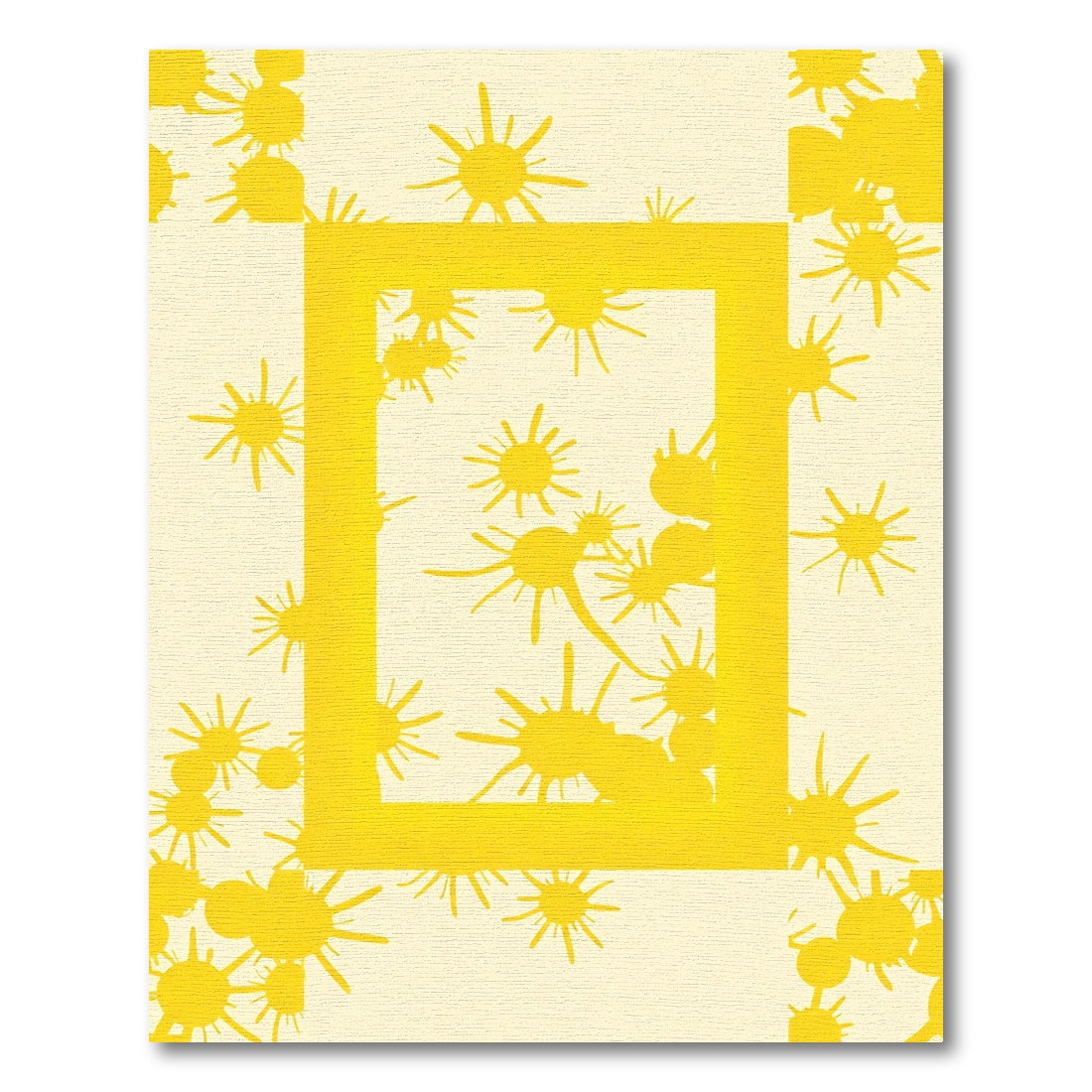 Bright Yellow Sunburst Frame Rug
