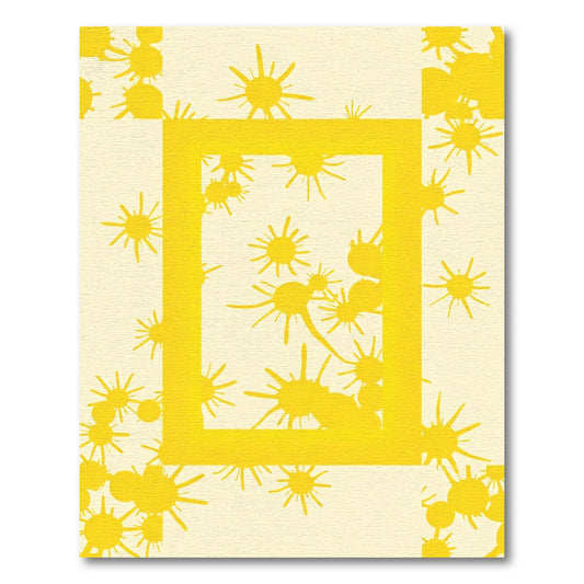 Bright Yellow Sunburst Frame Rug
