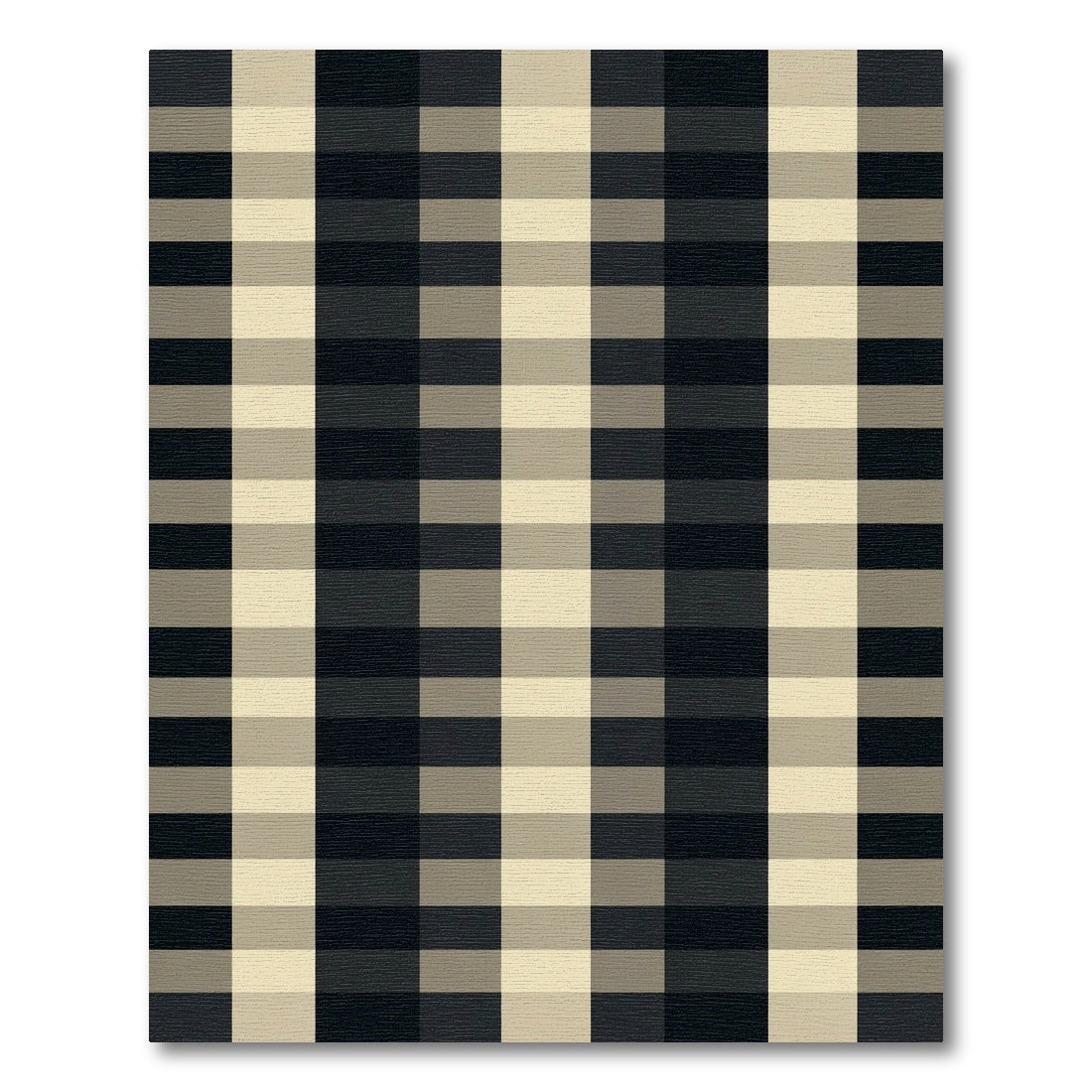 Classic Black Beige Gingham Check Rug